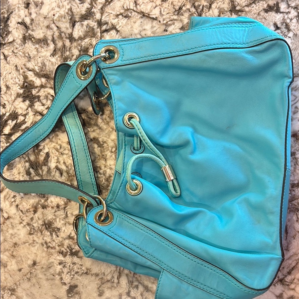 MICHAEL Michael Kors Blue Shoulder Bag with Gold Hardware
